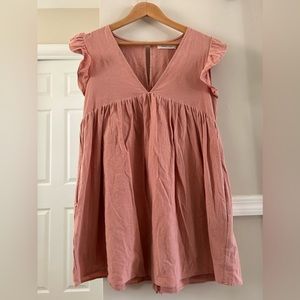 Mustard Seed V-Neck Babydoll Romper Dress with Pockets